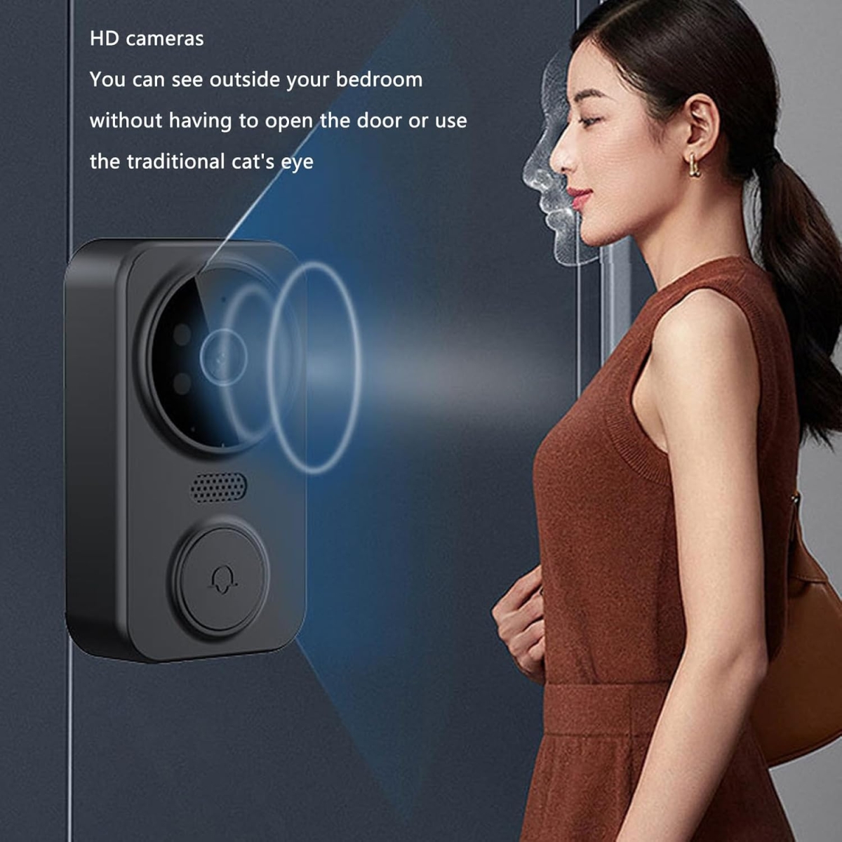 Ασύρματο κουδούνι με κάμερα – WiFi 2.4GHz, 1080P HD, διπλή ομιλία & νυχτερινή όραση M12 - μαύρο - Image 3