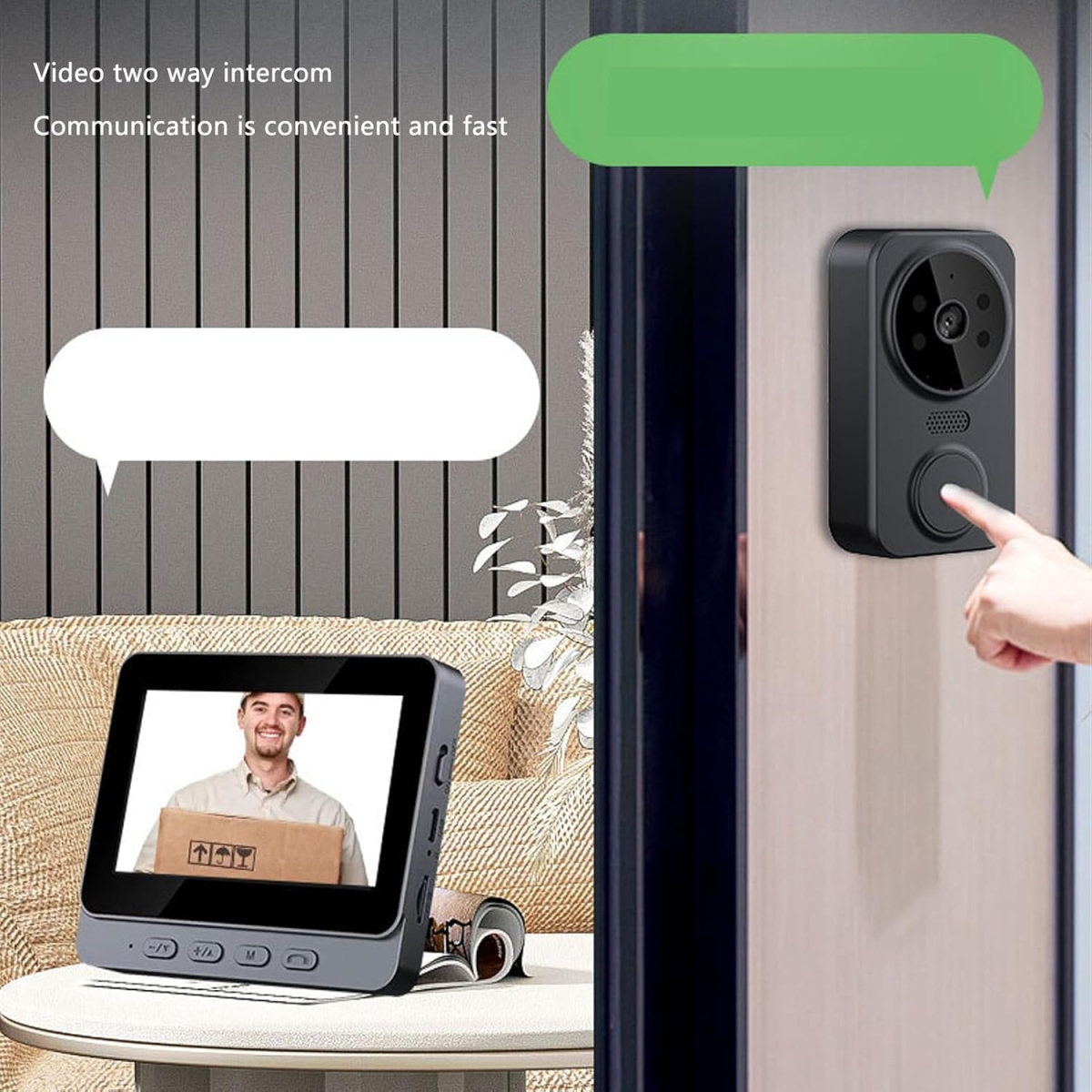Ασύρματο κουδούνι με κάμερα – WiFi 2.4GHz, 1080P HD, διπλή ομιλία & νυχτερινή όραση M12 - μαύρο - Image 5