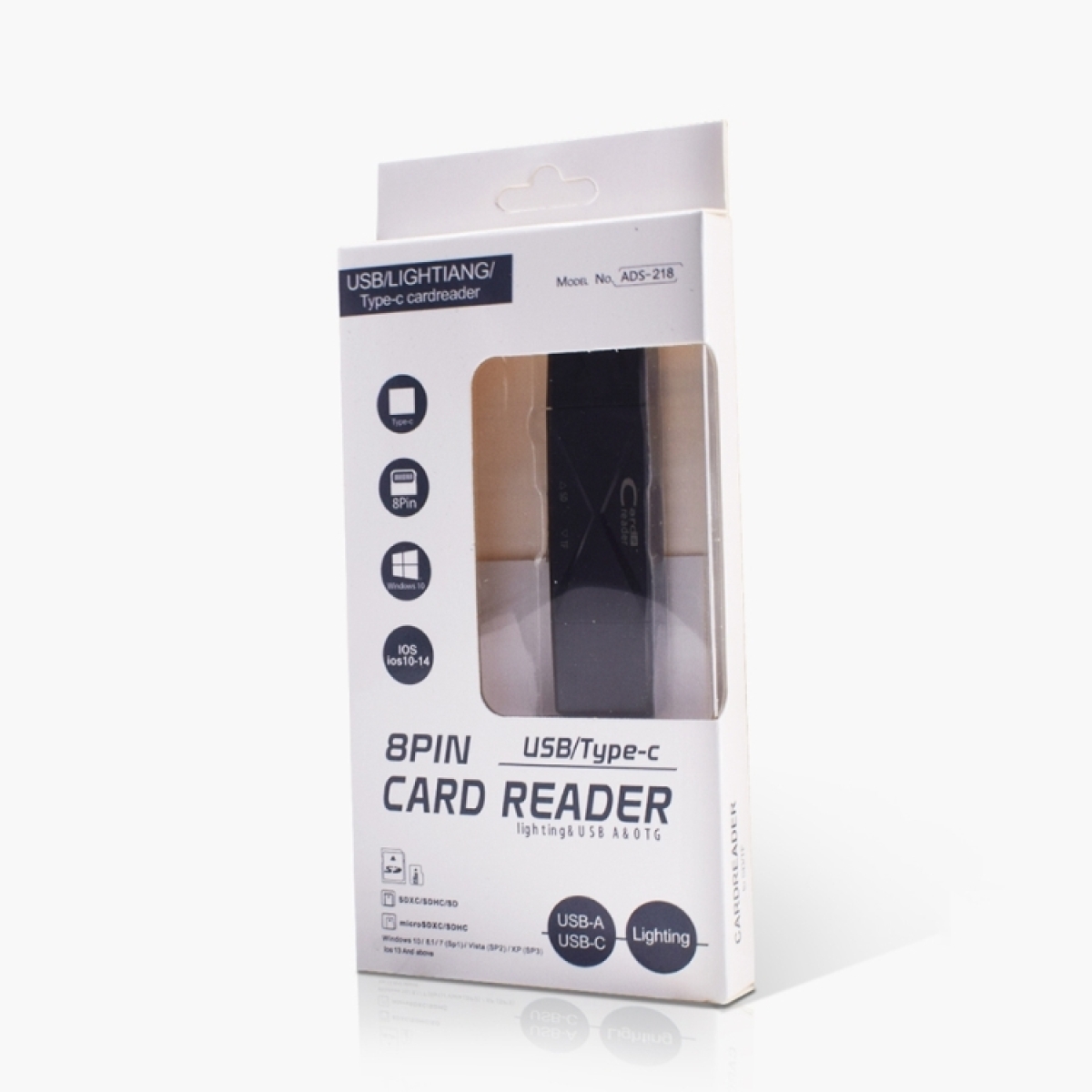 Card Reader 3 σε 1 με Type-C, USB και 8Pin για SD/TF – ADS-218