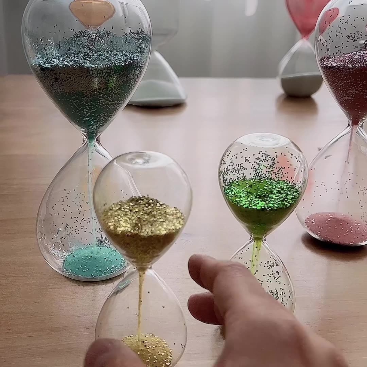 Διάφανη Επιτραπέζια Κλεψύδρα 8x20cm - Ροζ - Image 3