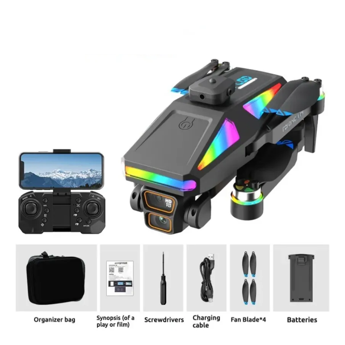 Drone με κάμερα, διπλό χειριστήριο & οθόνη – 2.4GHz S5HP μαύρο - Image 2