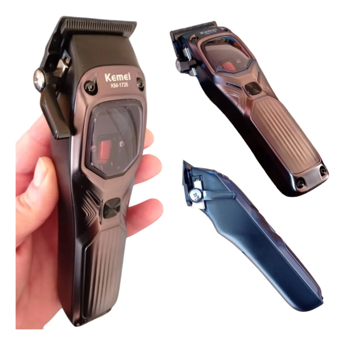 Επαναφορτιζόμενη κουρευτική μηχανή Kemei KM-1726 καφέ - Image 4