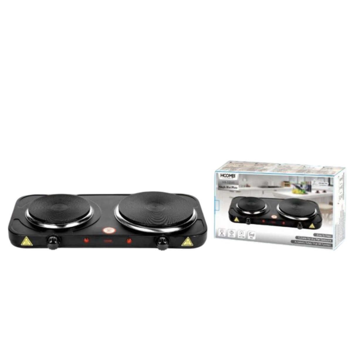 Hoomei HM-S2500 Επιτραπέζια Εστία Εμαγιέ Διπλή Μαύρη