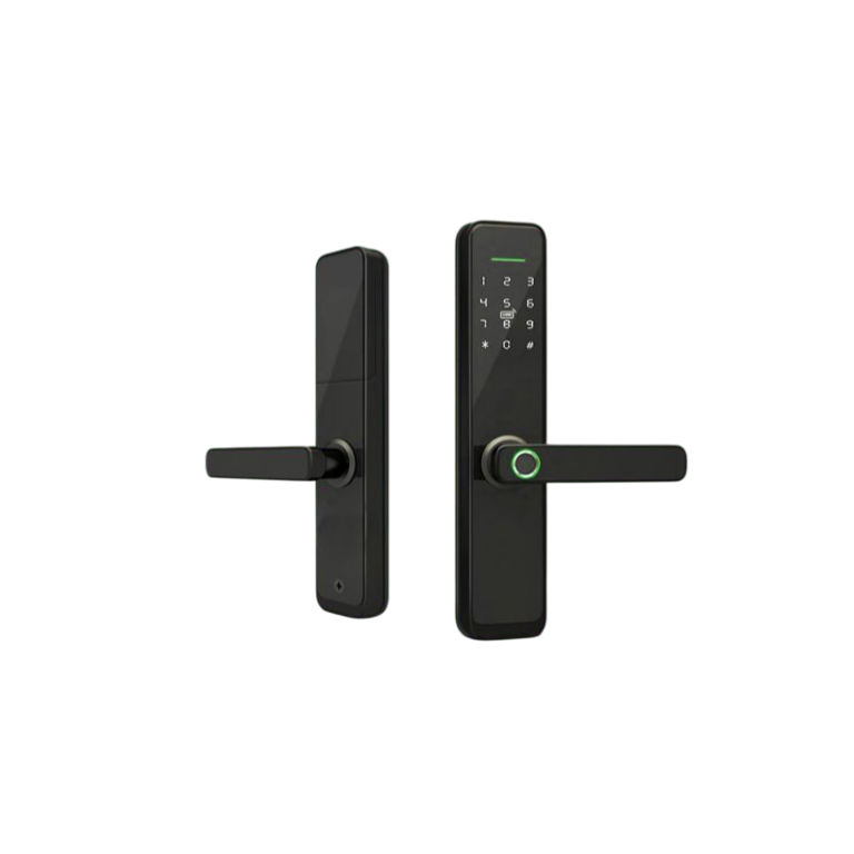 Ηλεκτρονική Έξυπνη Κλειδαριά Πόρτας με Δακτυλικό Αποτύπωμα, Κωδικό, Κάρτα & Έλεγχο μέσω APP – WiFi & Tuya – Μαύρη