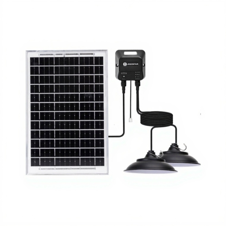 Aigostar Ηλιακό Κρεμαστό Φωτιστικό LED με Αισθητήρα 2x35W 12V 6000mAh + Τηλεχειριστήριο – 6500K, Διάμετρος 15cm