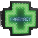 Πινακίδα Σταυρός Φαρμακείου LED Διπλής Όψης 50x50cm με Βάση & Τηλεχειριστήριο – Αδιάβροχη