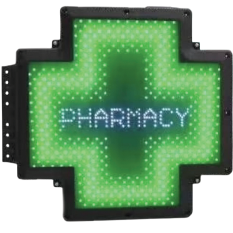 Πινακίδα Σταυρός Φαρμακείου LED Διπλής Όψης 50x50cm με Βάση & Τηλεχειριστήριο – Αδιάβροχη