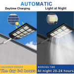 Ηλιακός προβολέας LED με πάνελ 1000W - Solar Street Light - μαύρο - Image 3