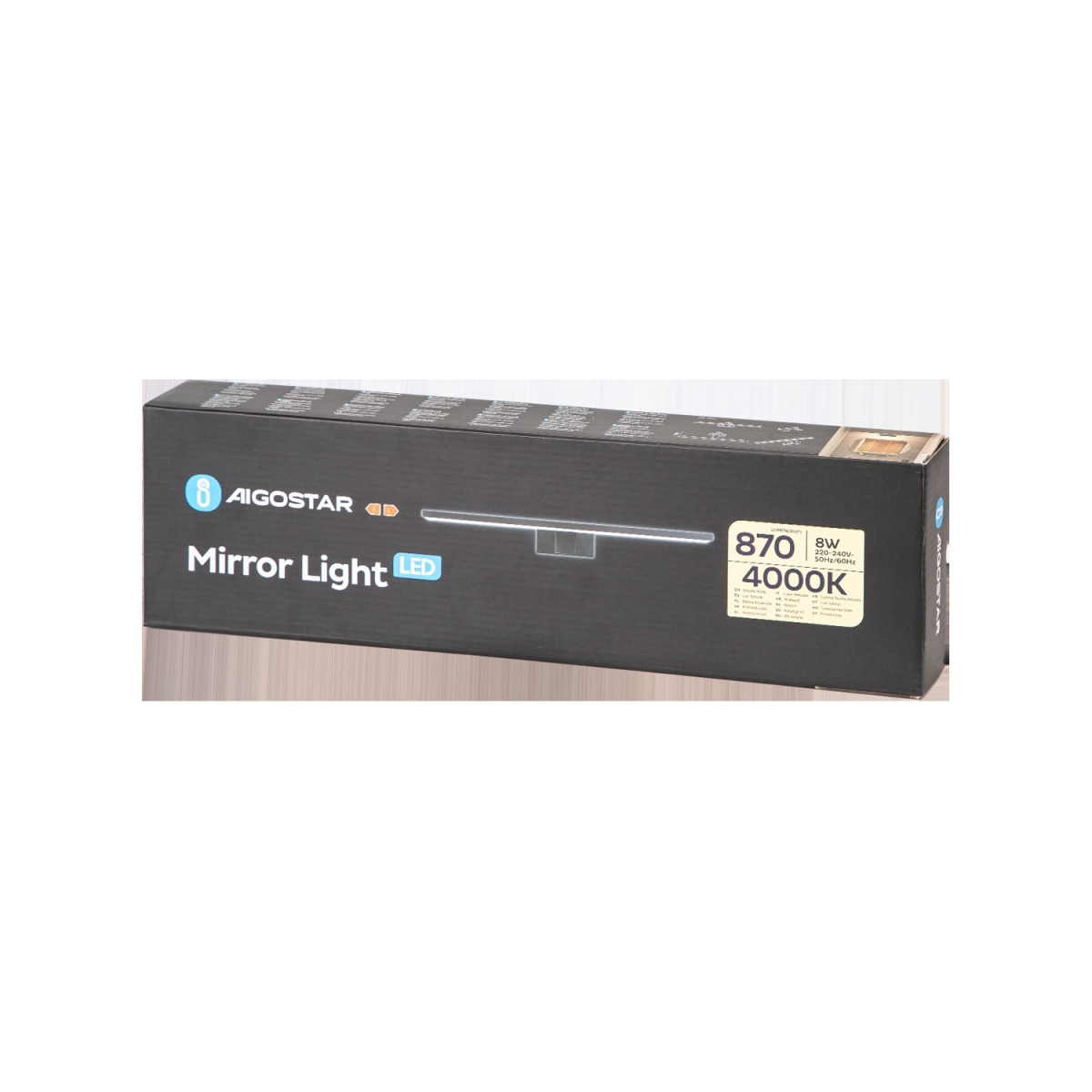 Aigostar LED Φωτιστικό Καθρέφτη 8W – 870lm, 4000K, IP44, Τοίχου - Μαύρο/Ασημί