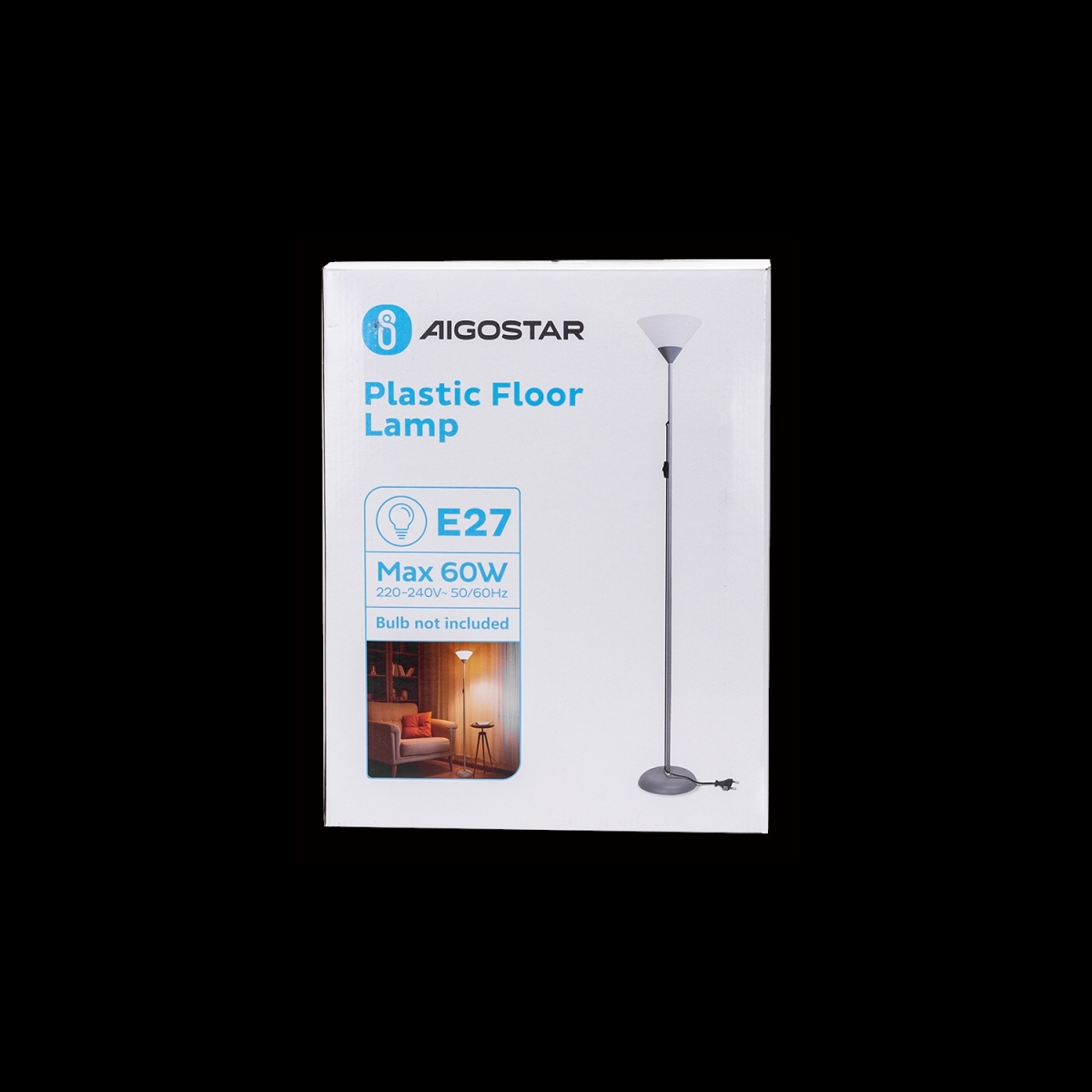 Aigostar Επιδαπέδιο Φωτιστικό E27 – Μονόφωτο, Ύψος 175cm - Γκρι/Λευκό