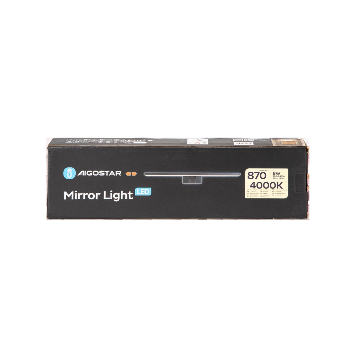 Aigostar LED Φωτιστικό Καθρέφτη 8W – 870lm, 4000K, IP44, Τοίχου - Μαύρο/Ασημί