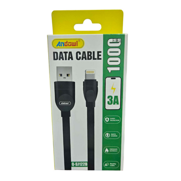 Καλώδιο Δεδομένων USB σε Lightning 3A 1m Μαύρο Andowl Q-SJ122B