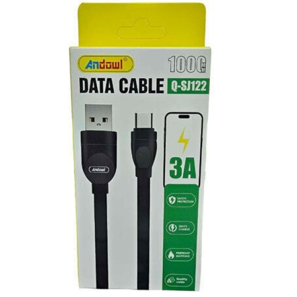 Καλώδιο Δεδομένων USB σε Type-C 3A 1m Μαύρο Andowl Q-SJ122