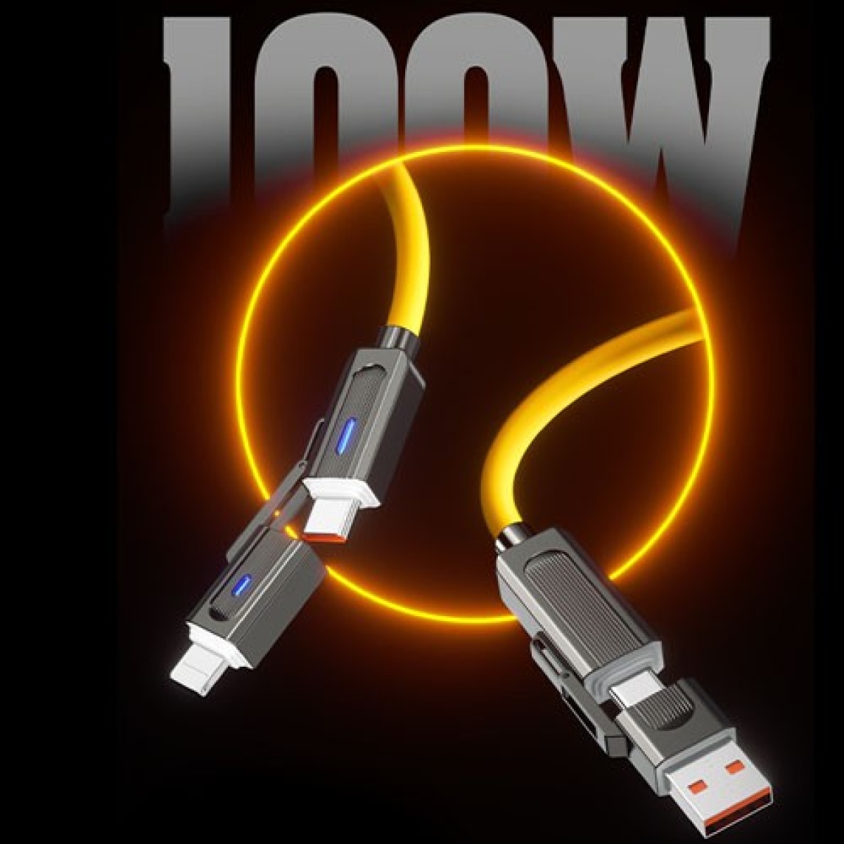 Καλώδιο Γρήγορης Φόρτισης 4 σε 1 100W Κίτρινο Αndowl Q-SJ58