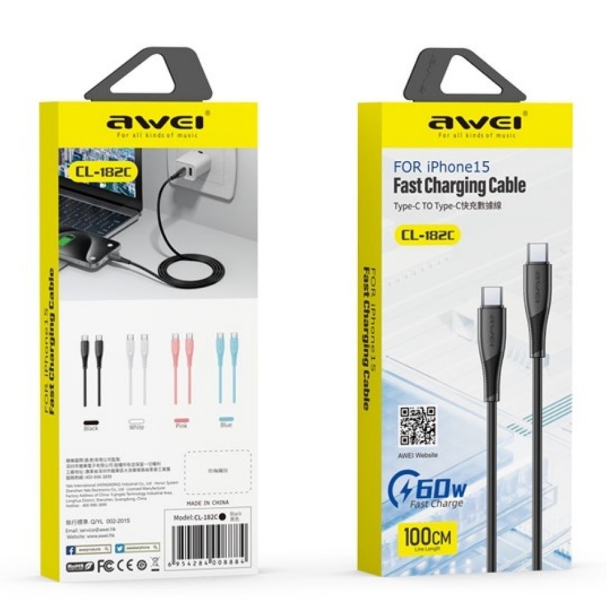 Καλώδιο Ταχείας Φόρτισης Type-C Σε Lightning 27W 100cm Awei CL-182i