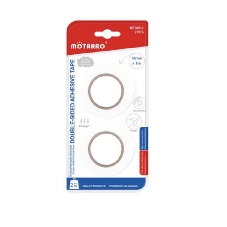 Κολλητική Ταινία Σελοτέιπ Διπλής Όψης 18mm x 1m 2τμχ Motarro MT009-1