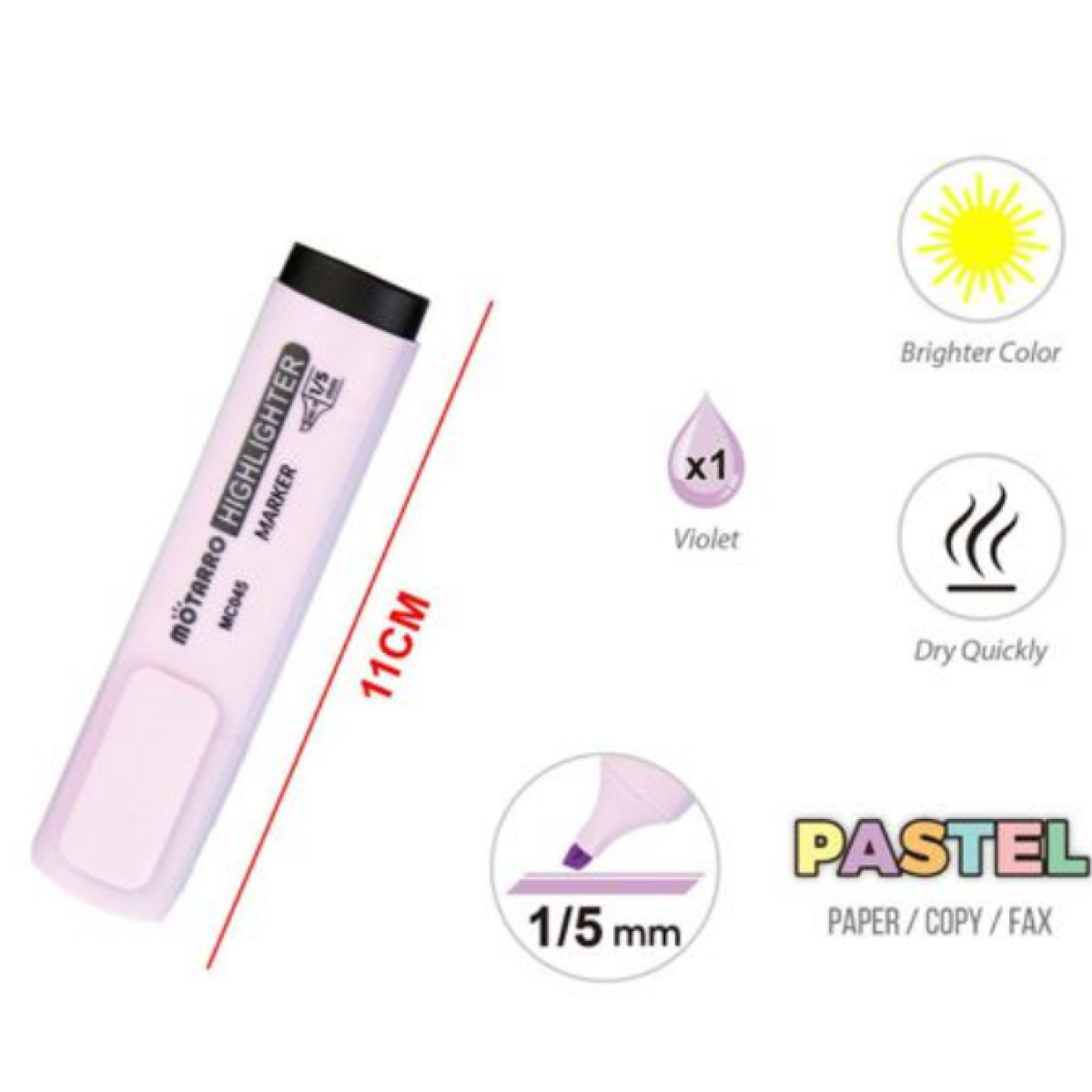 Μαρκαδόρος Υπογράμμισης Pastel Μωβ Motarro MC045-10