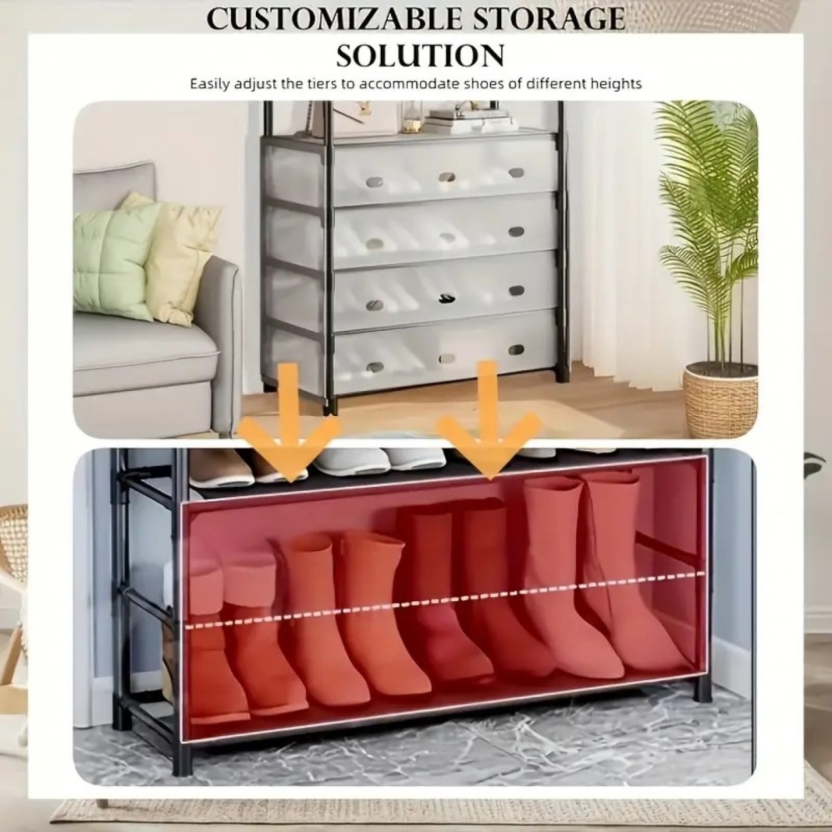 Μεταλλική Παπουτσοθήκη Κρεμάστρα με Πορτάκια & Γάντζους 185x56x28cm XMJ6205