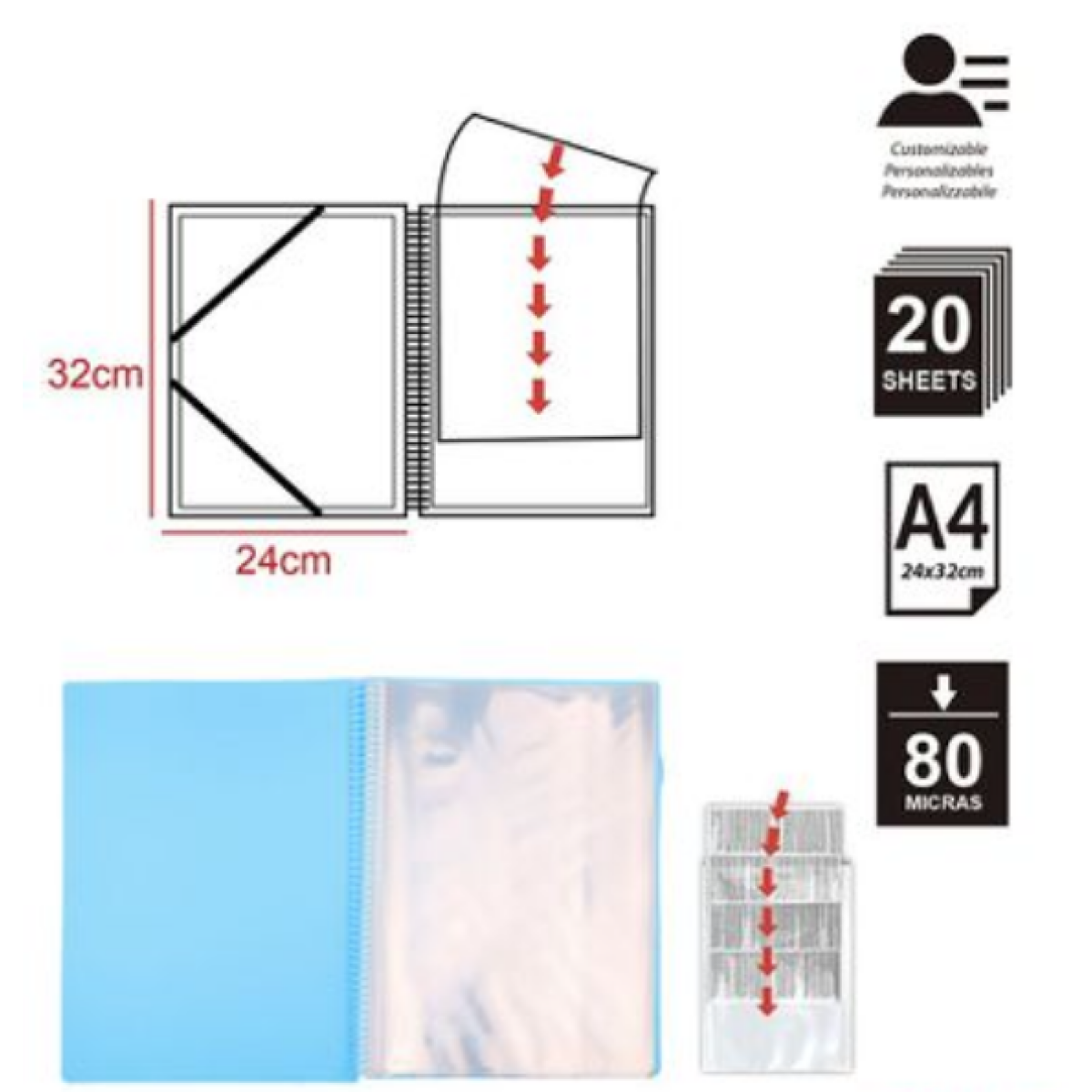 Ντοσιέ A4 Με 20 Διαφανείς Θήκες Motarro MQ012-2