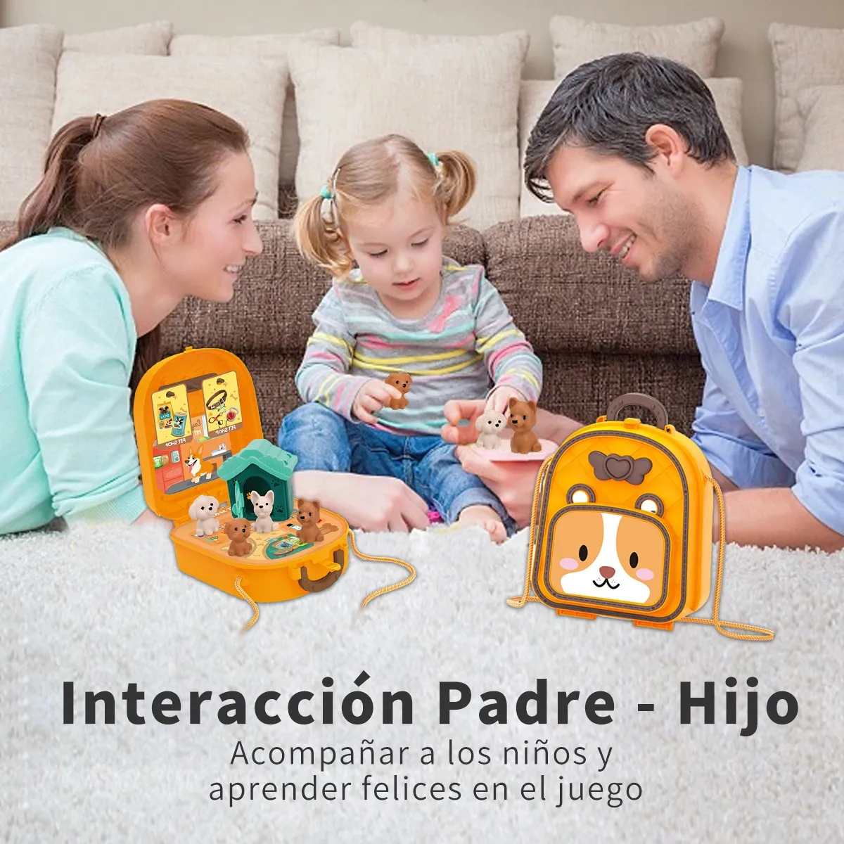 Παιδικό τσαντάκι με ζωάκια 11τμχ - πορτοκαλί - Image 3