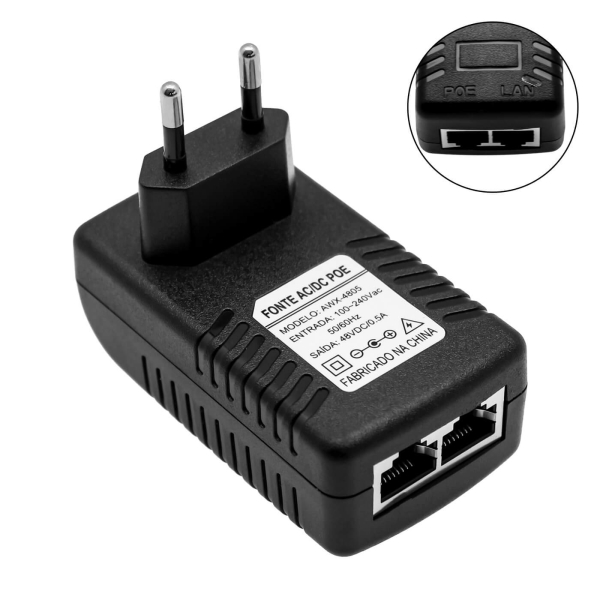 PoE Injector 48V 0.5A με 2 Θύρες RJ45 και Ένδειξη LED Aoweixun AWX-4805