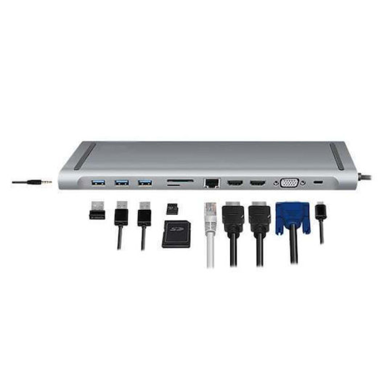 Πολυλειτουργικό HUB Type-C με Πολλαπλές Θύρες (USB, HDMI, VGA, LAN) Aoweixun