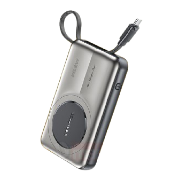 Power Bank 10000mAh Με Μαγνητική Ασύρματη Φόρτιση, Ενσωματωμένο Καλώδιο & Οθόνη LED Awei PA-22