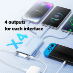 Power Bank Γρήγορης Φόρτισης 12000mAh Με φως LED & 4 Ενσωματωμένα Καλώδια Andowl Q-DC456