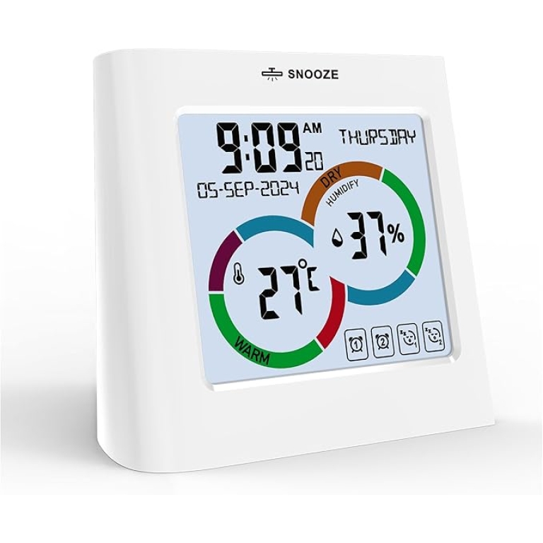 Ψηφιακό Ρολόι Ξυπνητήρι Με Θερμοκρασία, Υγρασία & Οπίσθιο Φωτισμό Αφής Q-WD56 Andowl