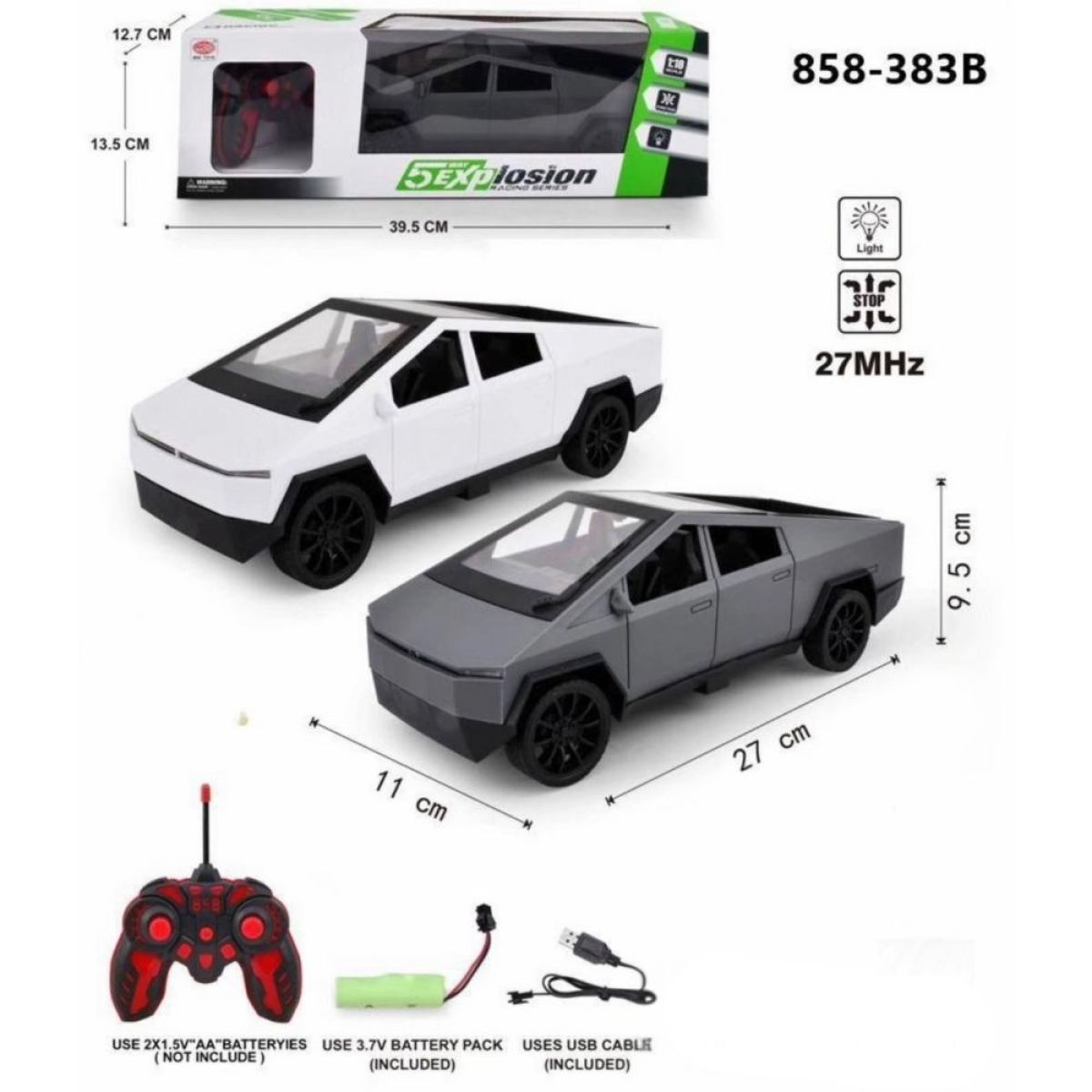 RC Tesla Cybertruck 1:18 – Τηλεκατευθυνόμενο με Φωτισμό, Λευκό