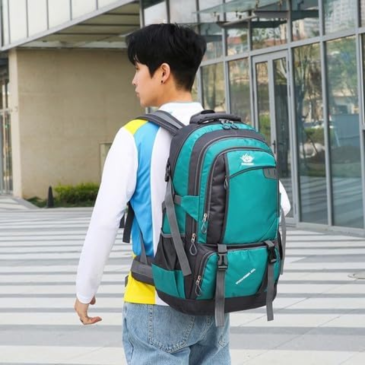 Σακίδιο πλάτης με θήκες 17.8x34.8x54.9cm μπλε ανοιχτό 2305 - Image 4