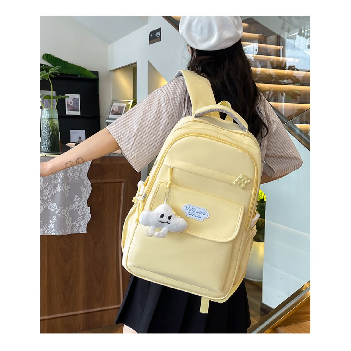 Σακίδιο πλάτης με θήκες 46x30x20cm λευκό S386 - Image 3