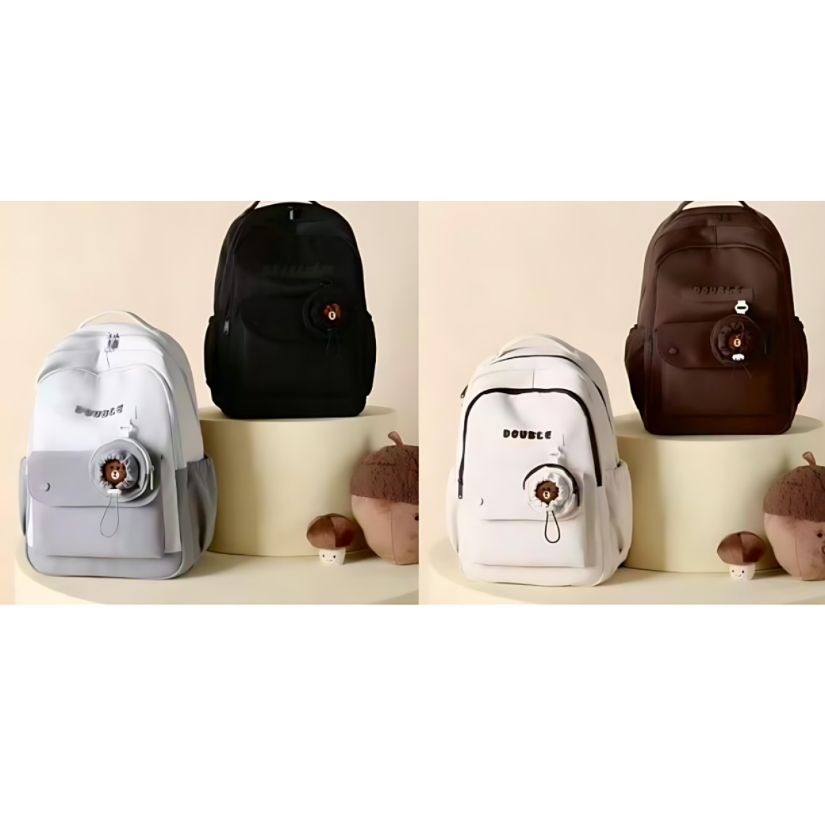 Σακίδιο πλάτης με θήκες 48x30x20cm μπεζ S379 - Image 2