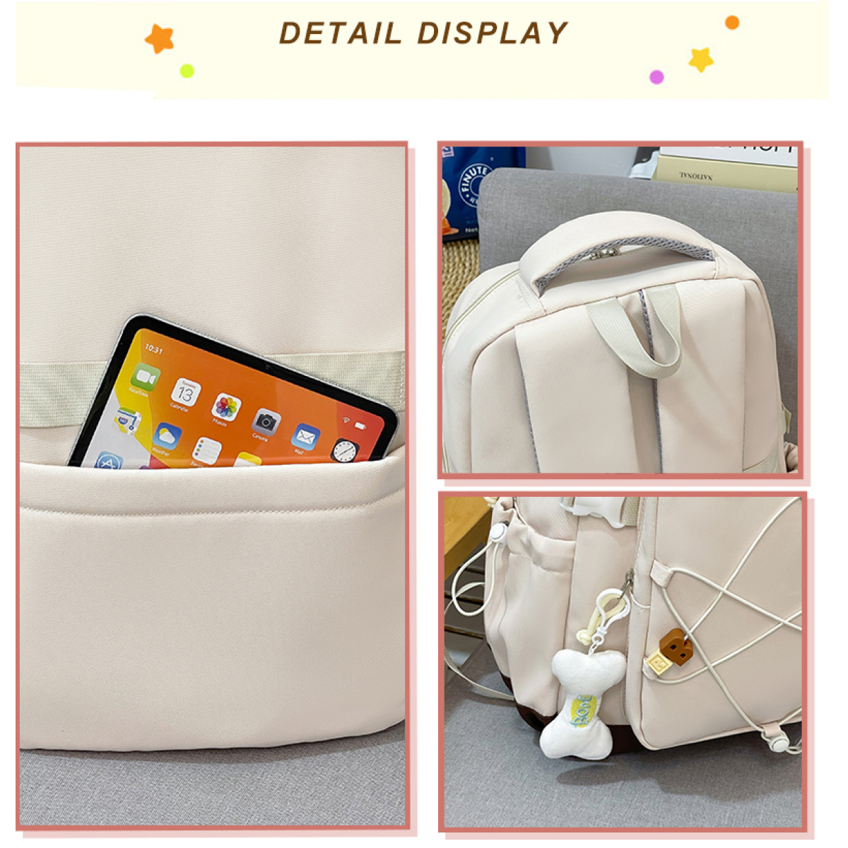 Σακίδιο πλάτης με θήκες 48x33x20cm μπλε S374 - Image 2