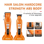 Σετ 2 επαγγελματικών κουρευτικών μηχανών Kemei KM-8543 πορτοκαλί - Image 3