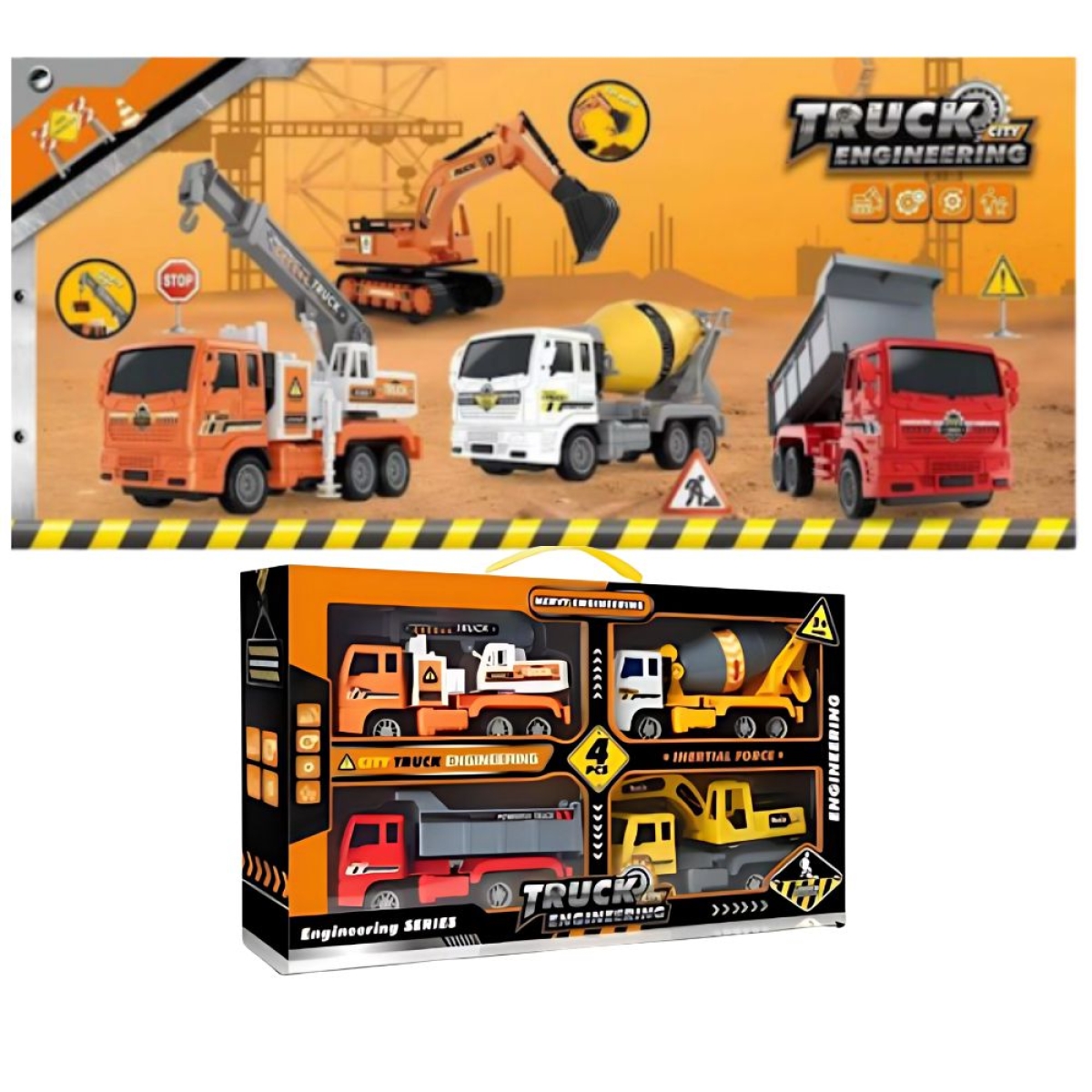 Σετ 4 Οχήματα Κατασκευαστικών Έργων για Παιδιά 3+
