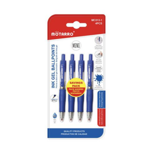 Σετ 4 Στυλό Gel Μπλε 0.7mm Motarro MC013-1