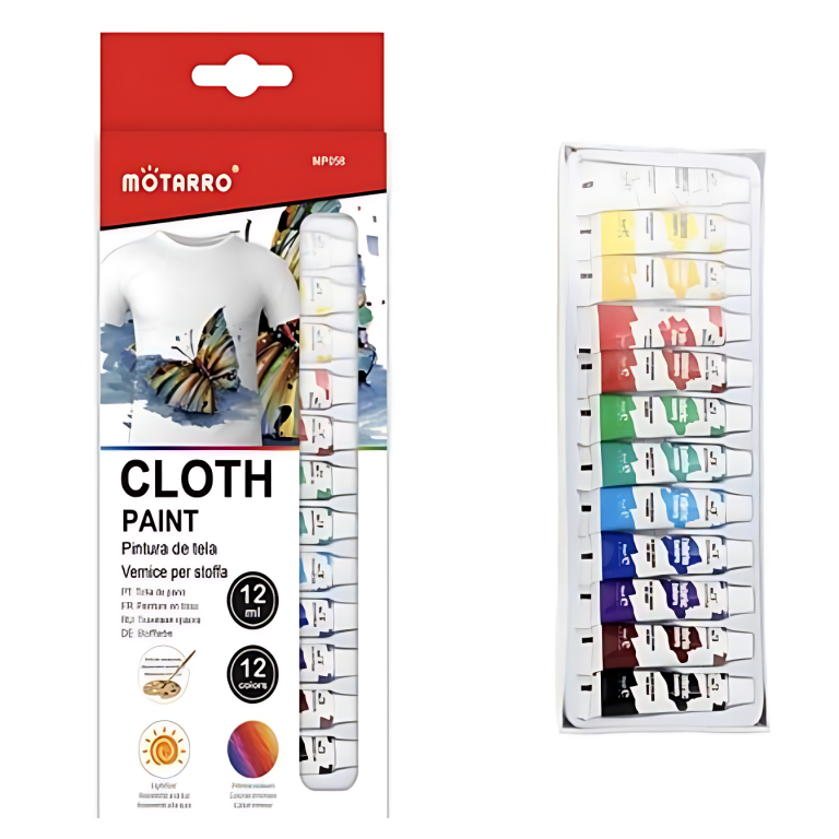 Σετ Μπογιές Για Ύφασμα 12 Χρωμάτων Motarro MP058 (12ml)