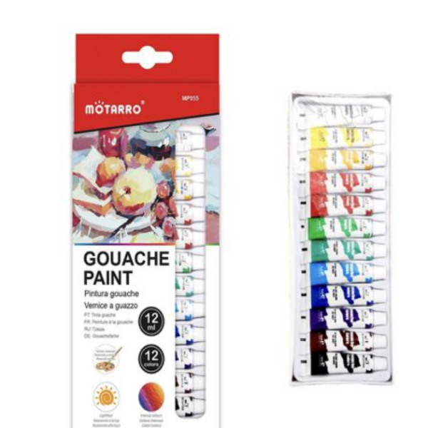 Σετ Μπογιές Gouache 12 Χρωμάτων 12ml Motarro MP055