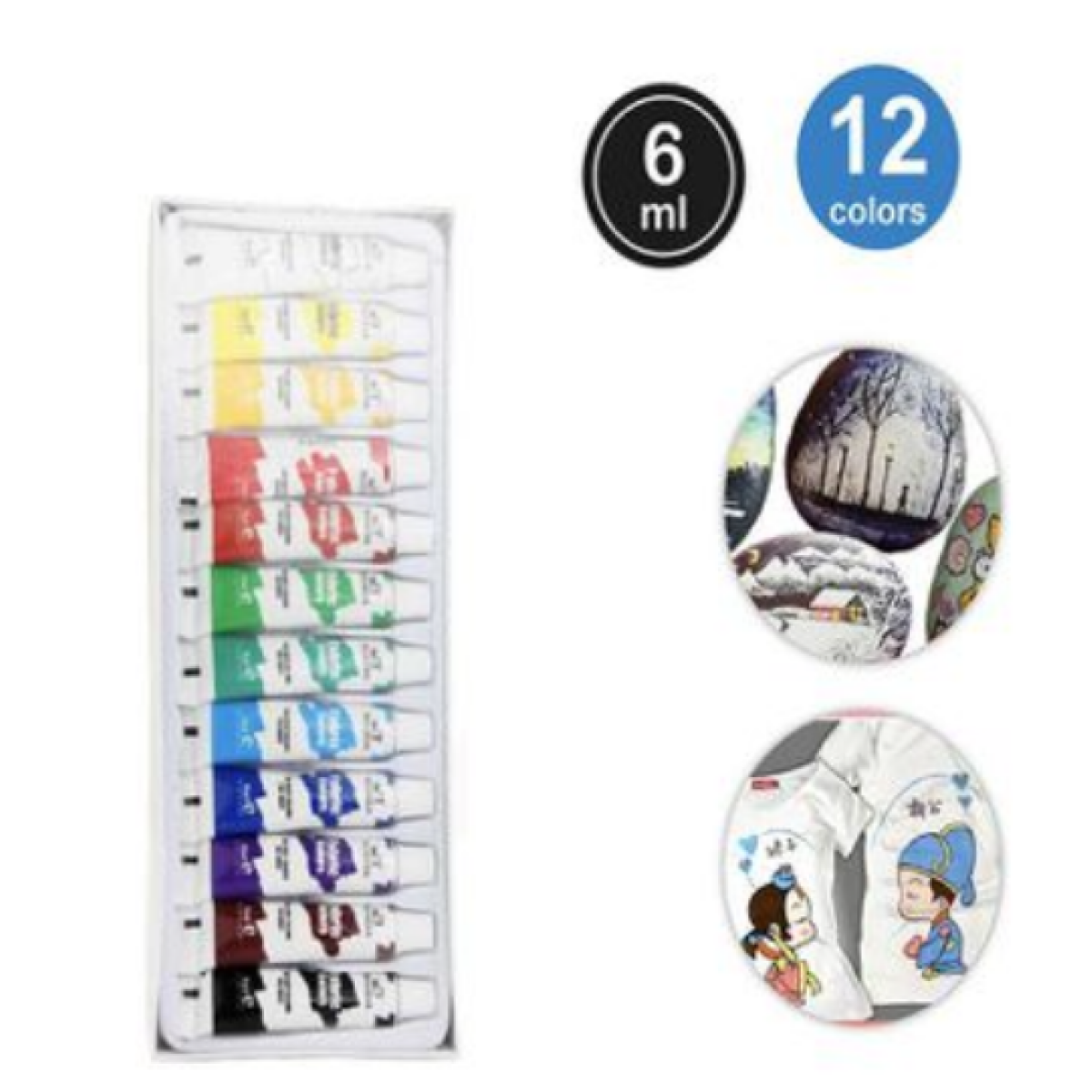 Σετ Μπογιές Υφάσματος 12 Χρωμάτων 6ml Motarro MP052