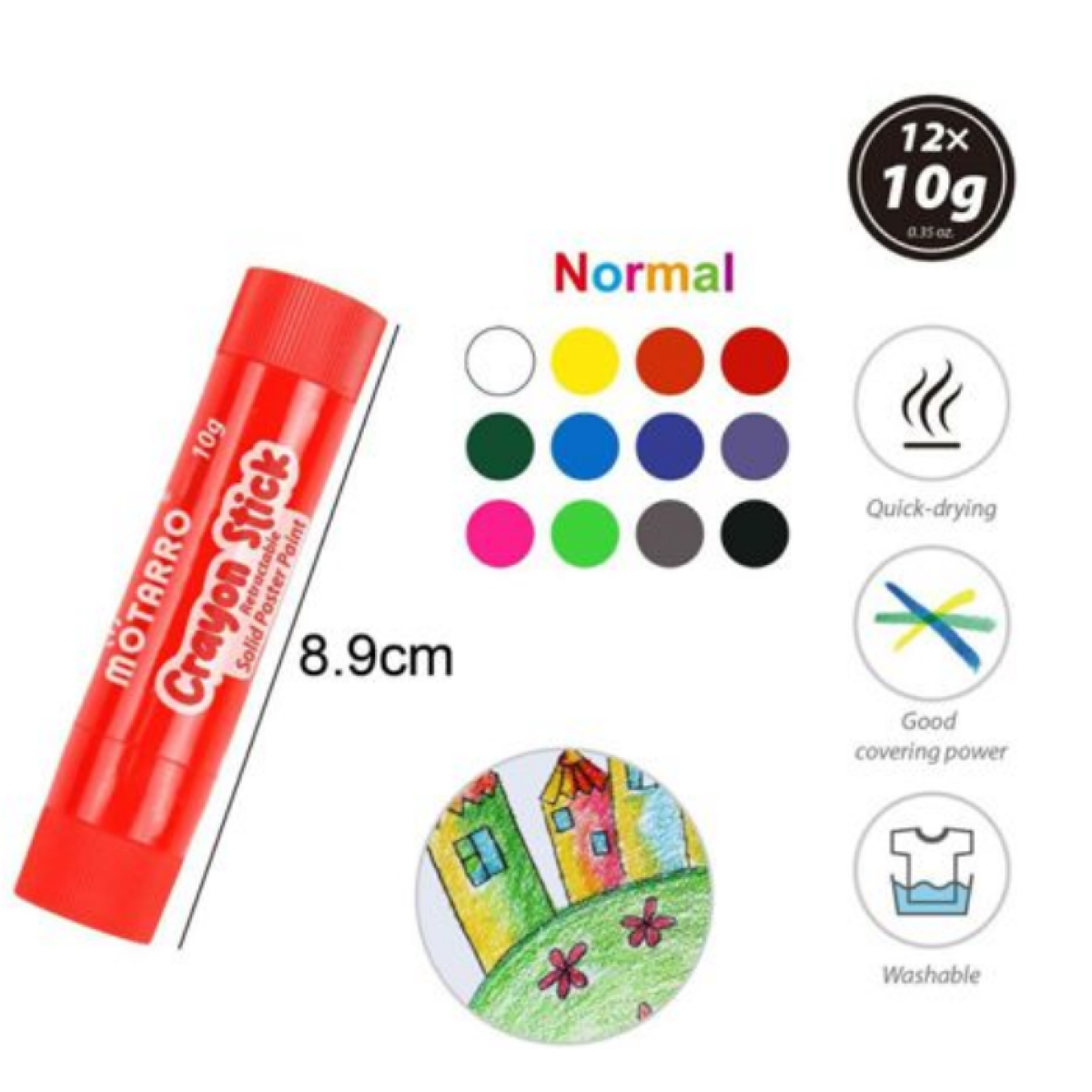 Σετ Κηρομπογιές Crayon Stick 12 Χρωμάτων 10g Motarro MP177-12
