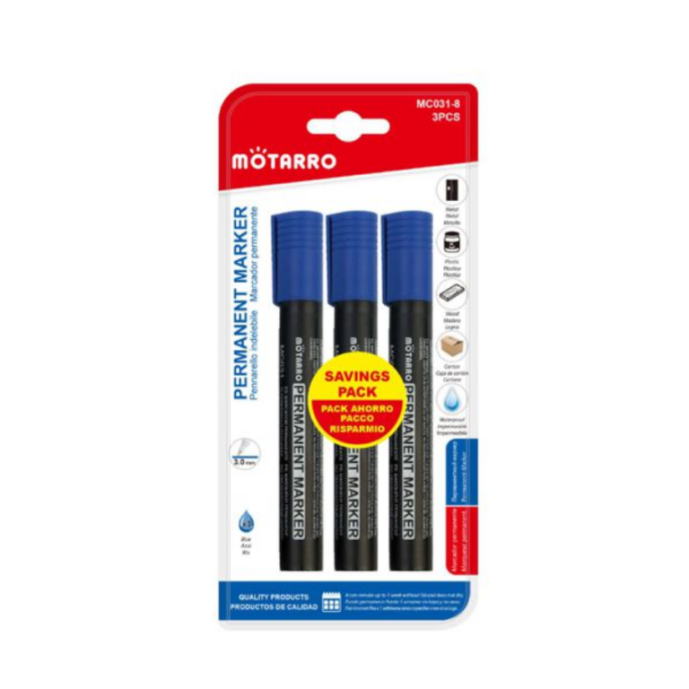 Σετ Μαρκαδόροι Permanent Μπλε 3 Τεμαχίων Motarro MC031-8