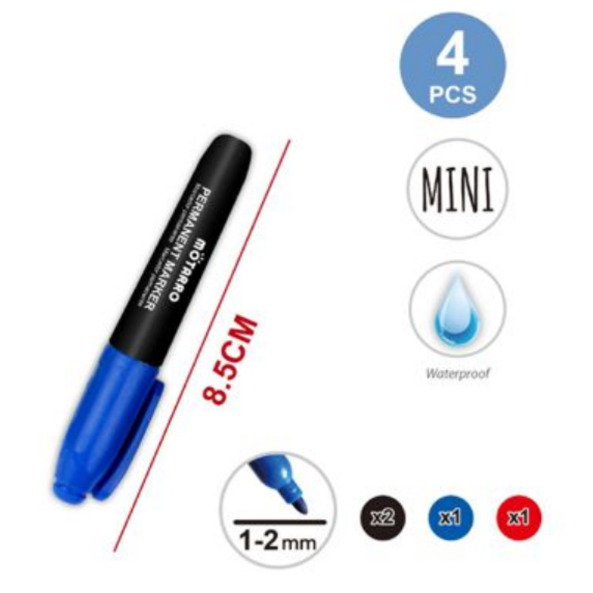 Σετ Μίνι Μαρκαδόροι Permanent 4 Τεμαχίων Motarro MC069-1