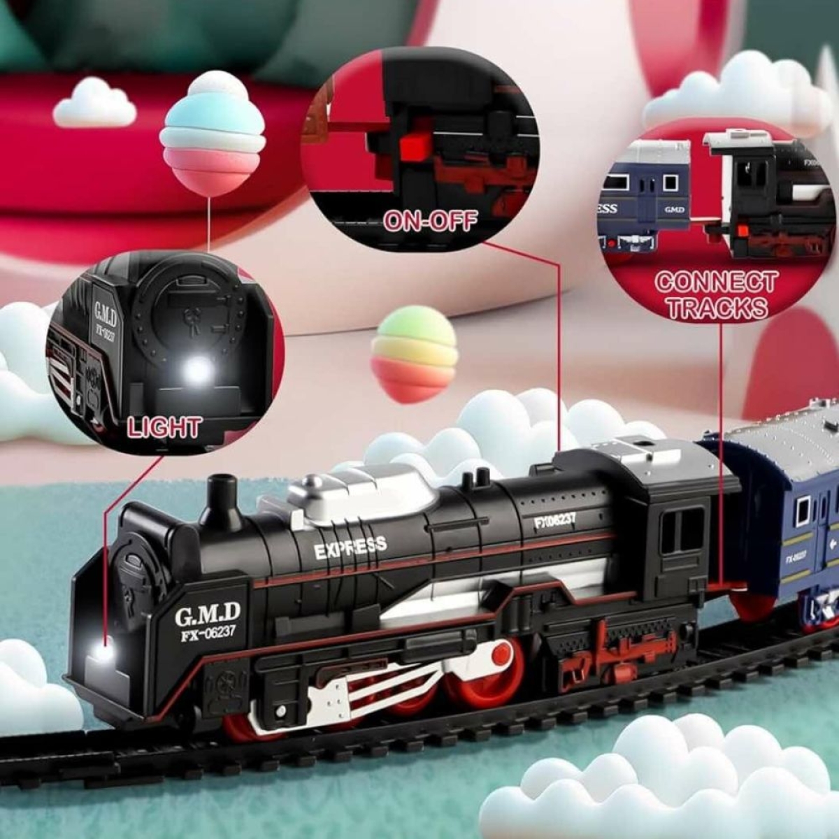 Σετ Παιχνίδι Τρένο 3 Βαγονιών, με Ράγες και Φωτισμό – Classic Train