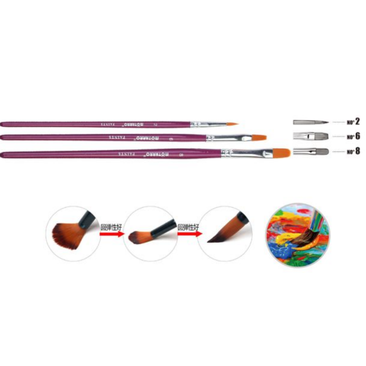 Σετ Πινέλα Ζωγραφικής 3 Τεμαχίων Motarro MP087