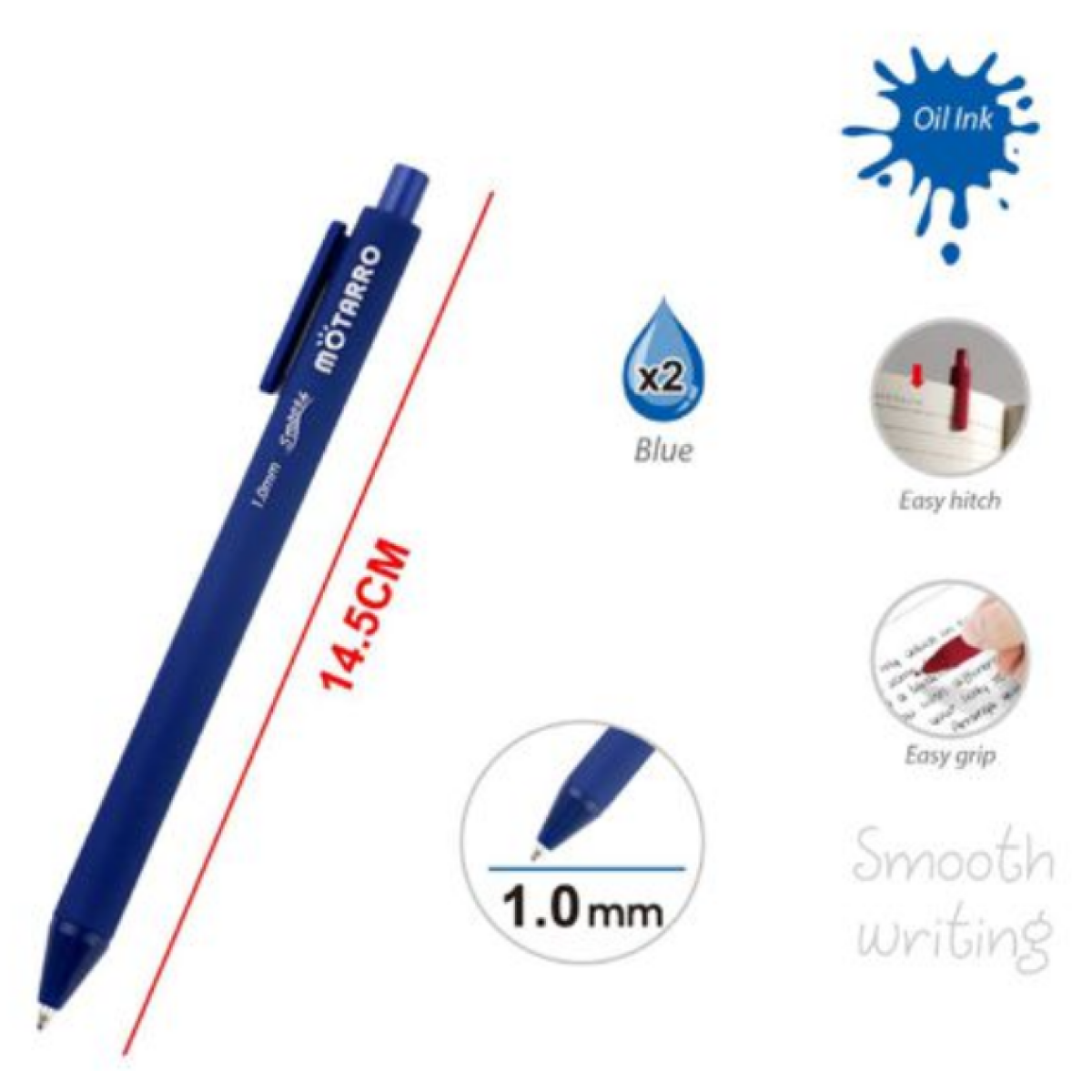 Στυλό Μπλε 1.0mm Σετ 2 Τεμαχίων Motarro MC019-1