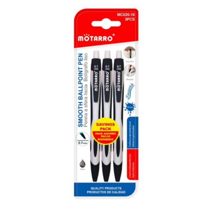 Στυλό Μαύρο 0.7mm Σετ 3 Τεμαχίων Motarro MC020-16