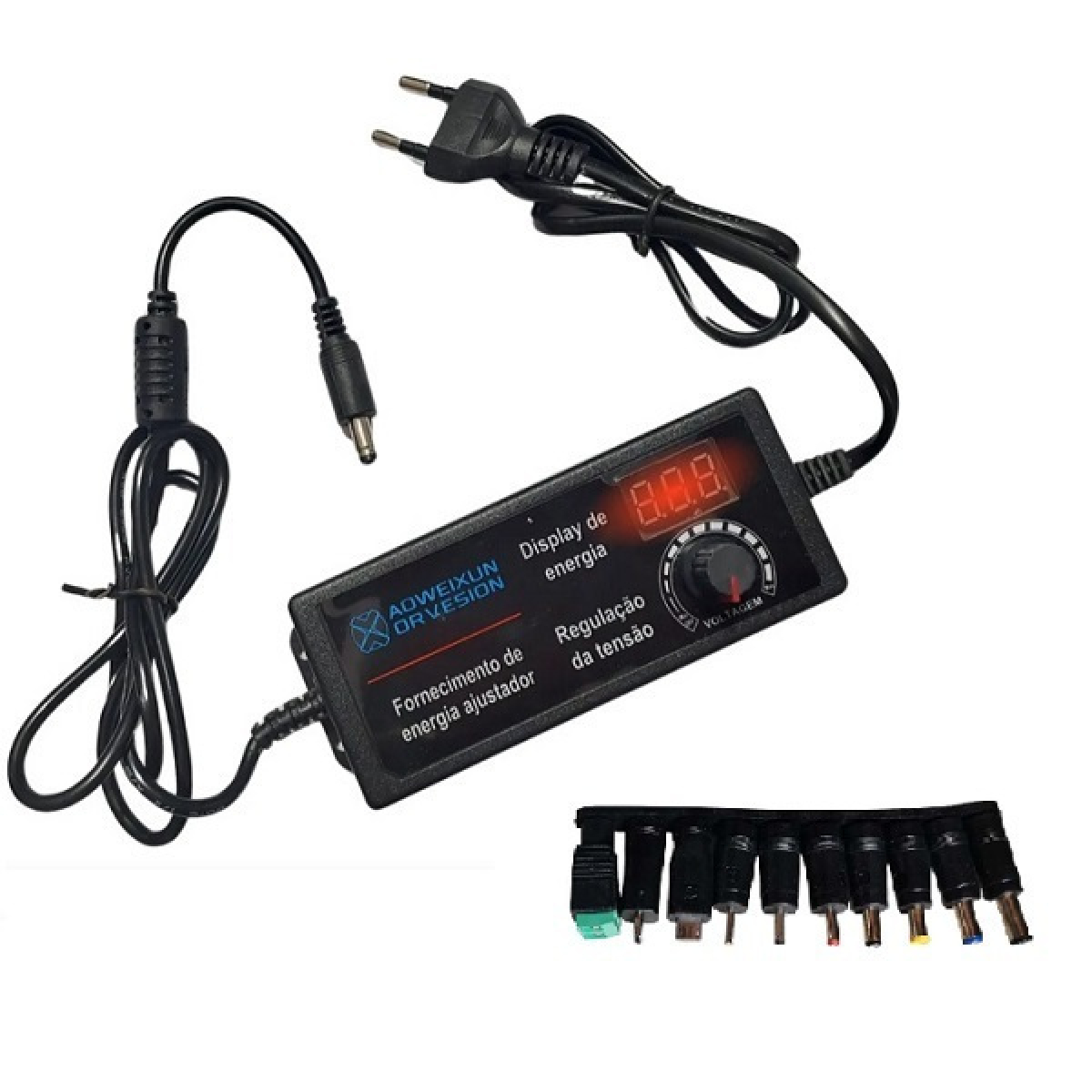 Universal Τροφοδοτικό Laptop 60W 3-12V 5A με Ρυθμιστή Τάσης, Βολτόμετρο και Σετ Βυσμάτων AWX-0312500