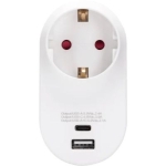 Aigostar Γερμανική Πρίζα Μετατροπής 1-1 με USB & Type-C – 16A, 3680W - Λευκή