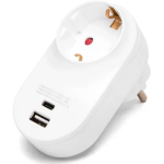 Aigostar Γερμανική Πρίζα Μετατροπής 1-1 με USB & Type-C – 16A, 3680W - Λευκή